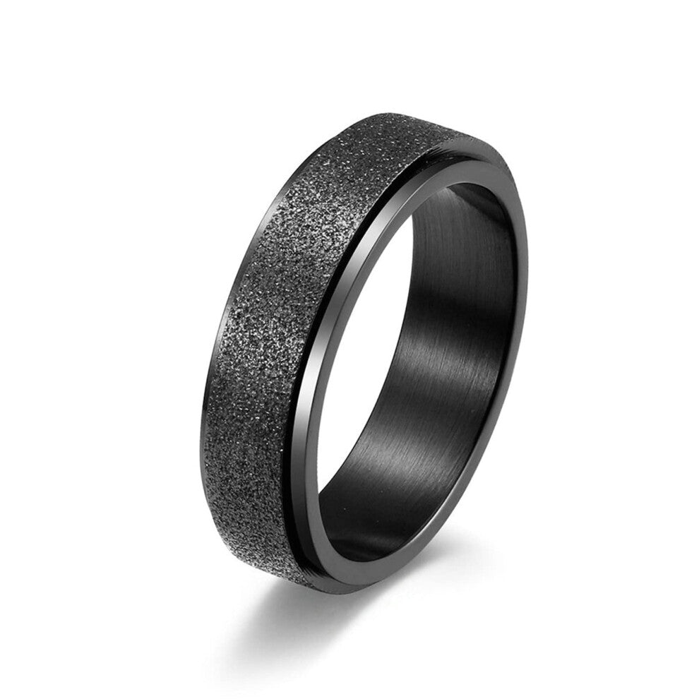 Wedding Ring Stainless Steel Men Women 6mm Matte Rotating Engagement Ring Black Size 47