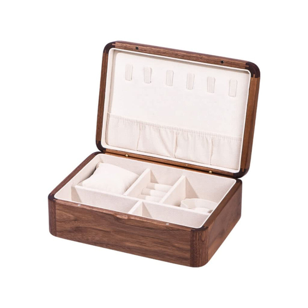 Jewelry Organizer Case Wooden Small Jewelry Box For Rings Earrings Necklaces Bracelets Watches 6.9 x 9.6 Inches