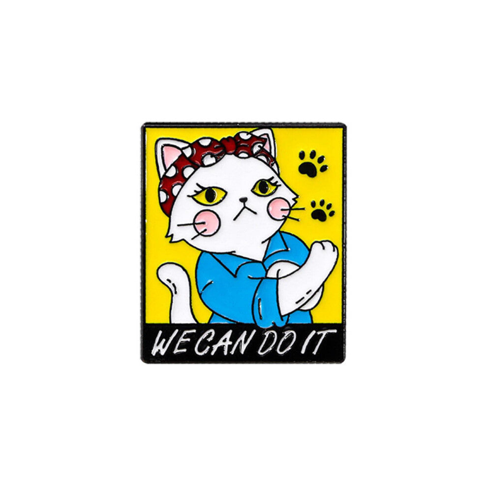 Funny Cat Enamel Pin Feminist Women Rights Equality Badge White Backpack Decoration Jewellery