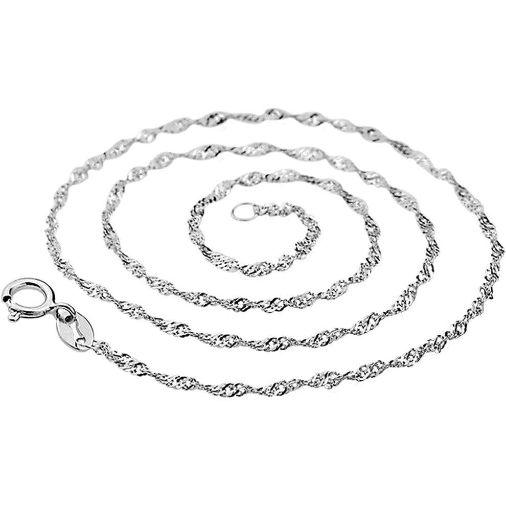 Valentine's Day Wedding Anniversary Jewellery Water Wave Necklace, 16-24 Inch Thin Chain, Shiny Metal