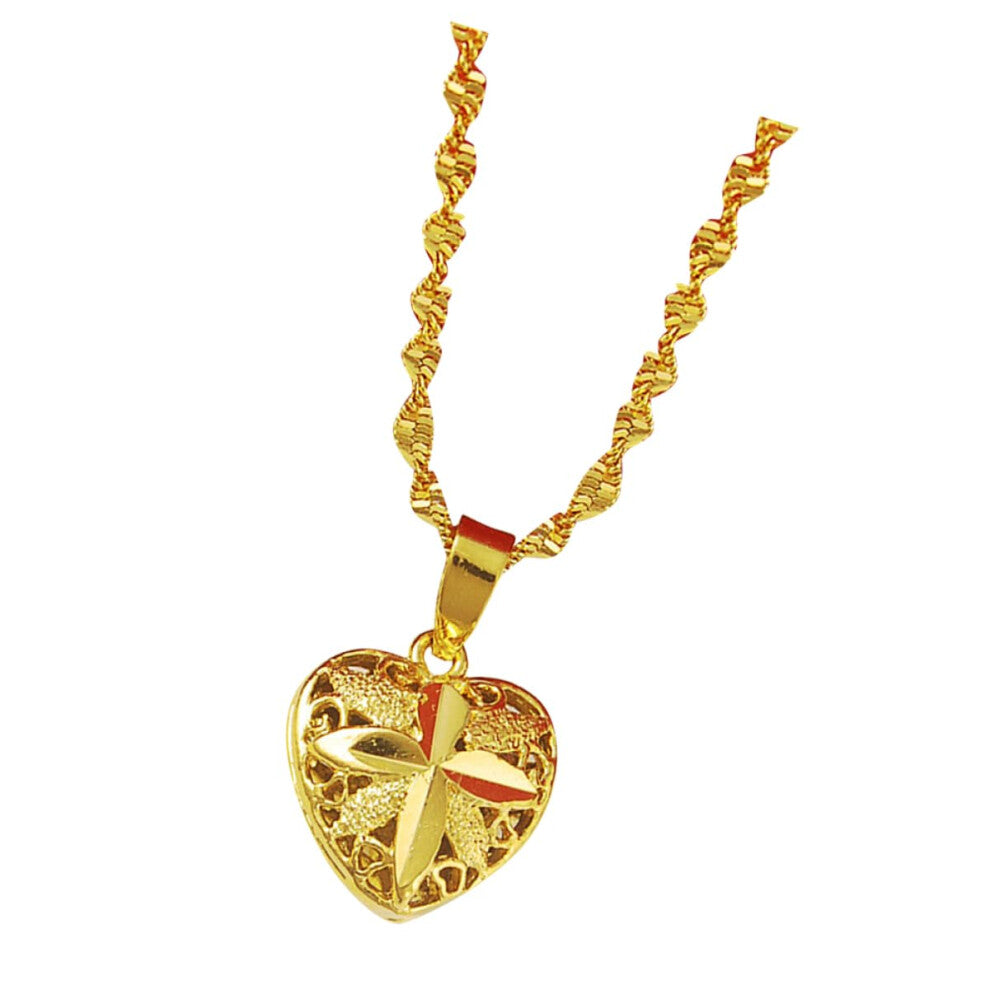 1 Piece Necklace Dainty Jewellery Heart Filled Necklace Golden Chunky Design