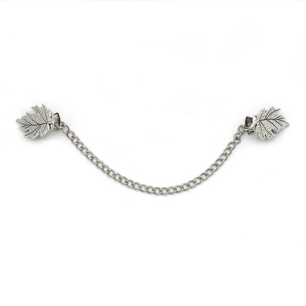 Vintage Blume Kette Clip Retro Tassel Buckle Necklace Brooch Pin Accessory Cardigan Clip Collar Brooch Leaf Paleo Silver