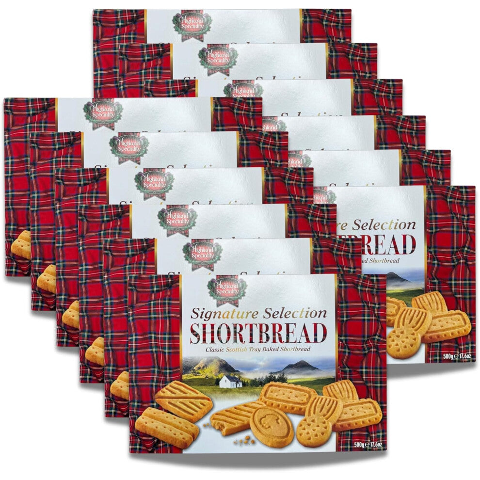 12 x Highland Speciality Signature Shortbread Selection 500g - Luxury Scottish Shortbread - Traditional Christmas Biscuit Gift - Product of Scotland
