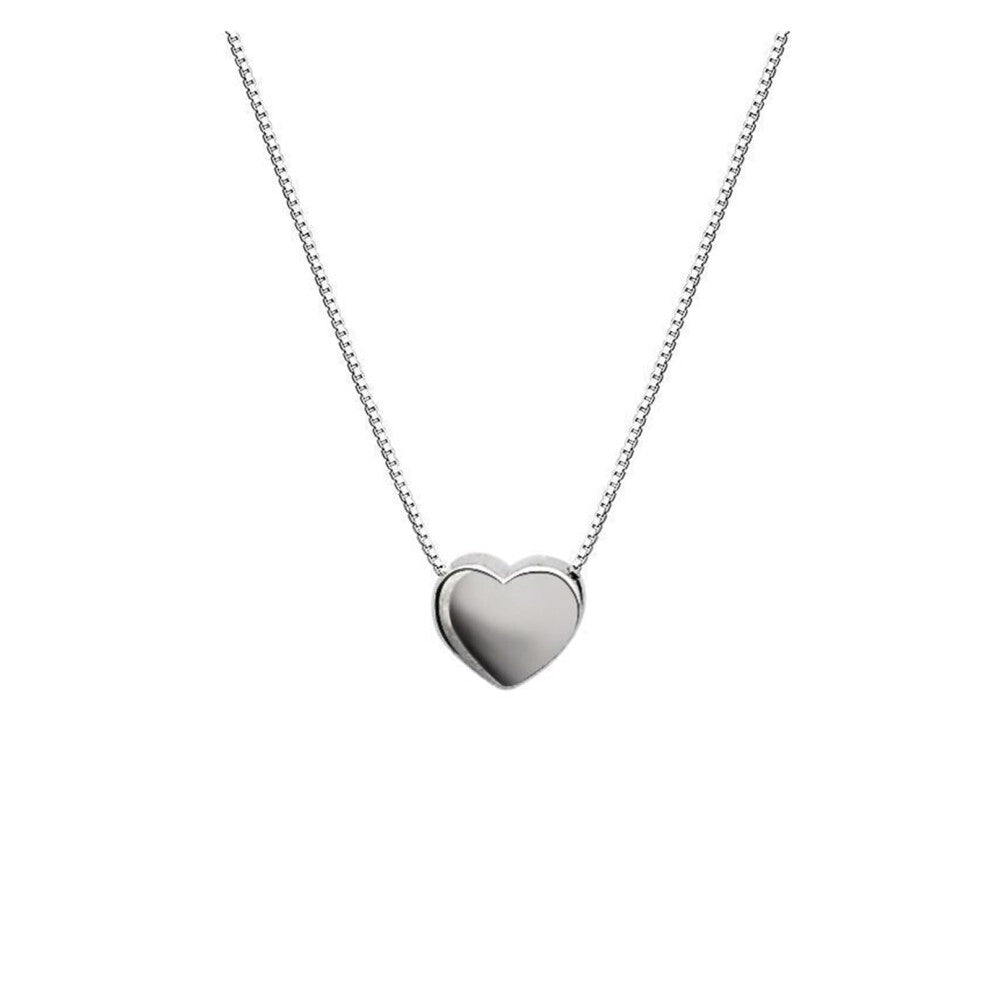 Heart-Shaped Necklace, Silver Tone Collarbone Chain, Love Key Necklace, Simple Design
