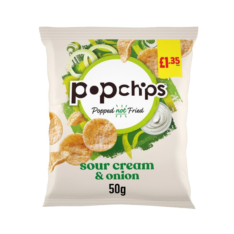popchips Sour Cream & Onion Crisps 50g (Pack of 24)