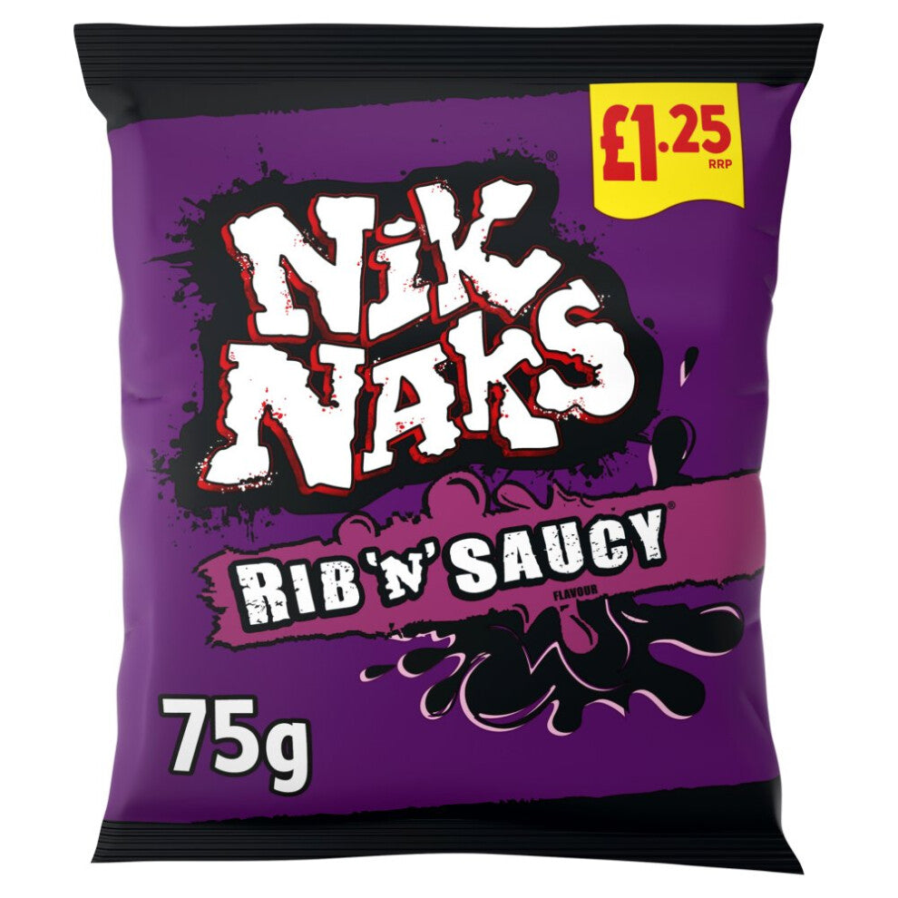 Nik Naks Rib 'N' Saucy Crisps 75g (Pack of 6) Tasty Treat