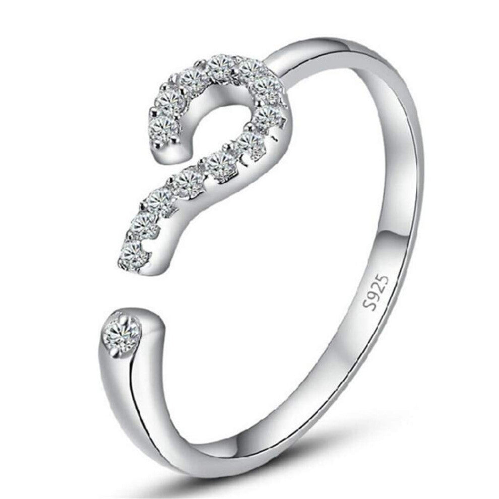 925 Sterling Silver Ring Glitter Cubic Zirconia Confession Of Love Adjustable Open Band For Women Index Finger Silver