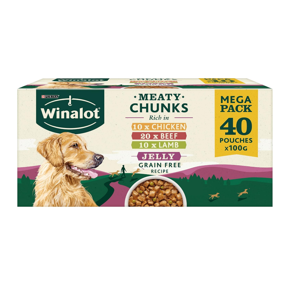 WINALOT Meaty Chunks Mixed in Jelly Wet Dog Food 40x100g