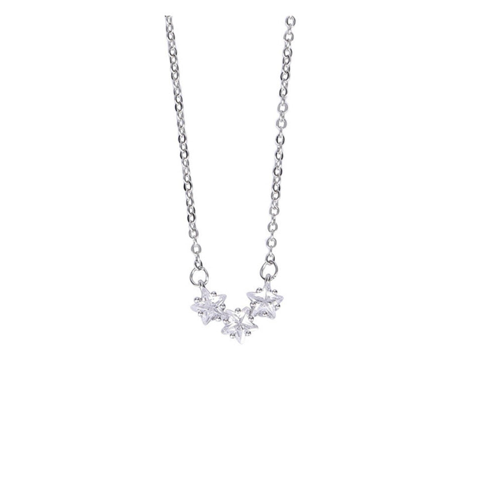 Small Star Necklace Clavicle Chain Silver-Tone Delicate Collarbone Necklace