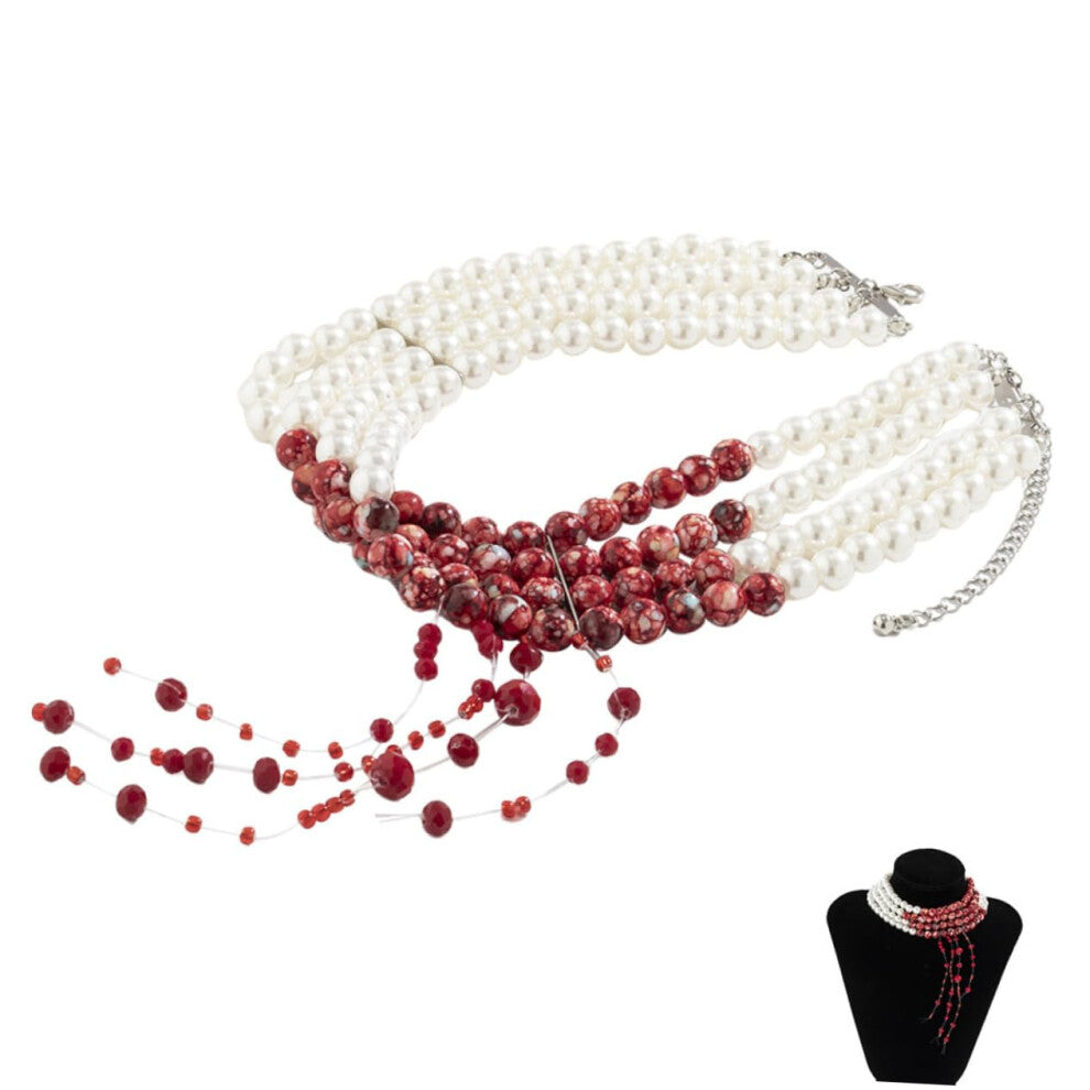 Pearl Necklace Clavicle Chain For Women Acrylic Rice Beads Artificial Pearl Jewellery No Gemstone