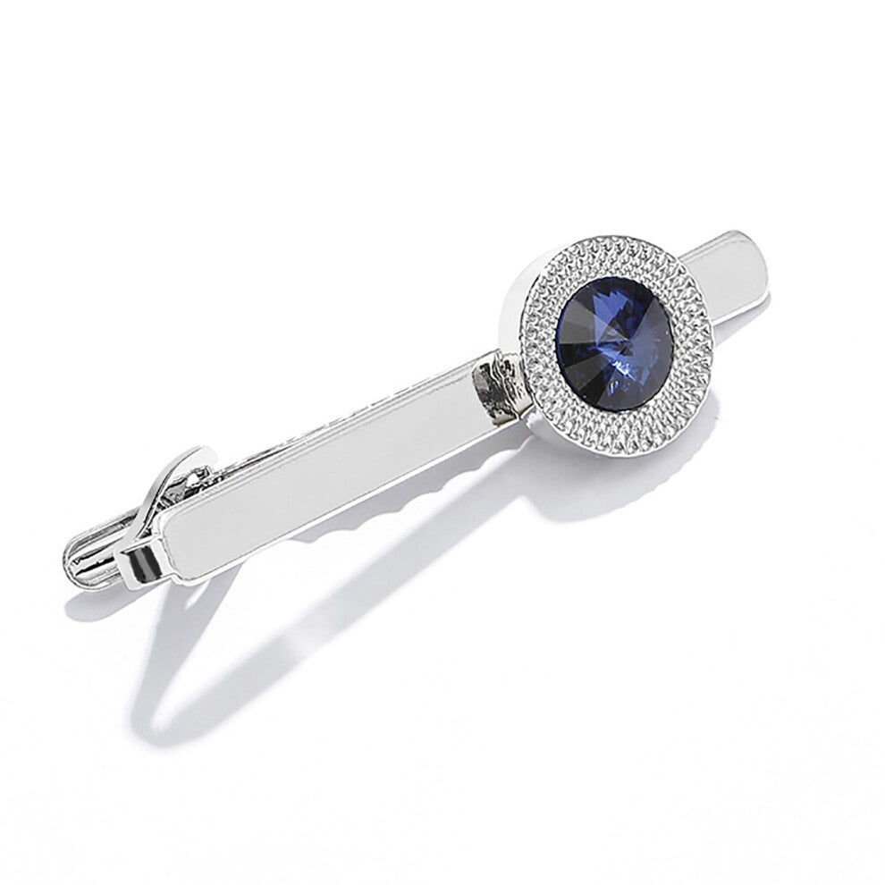 Tie Clip For Men Round Silver Finish For Shirts And Suits