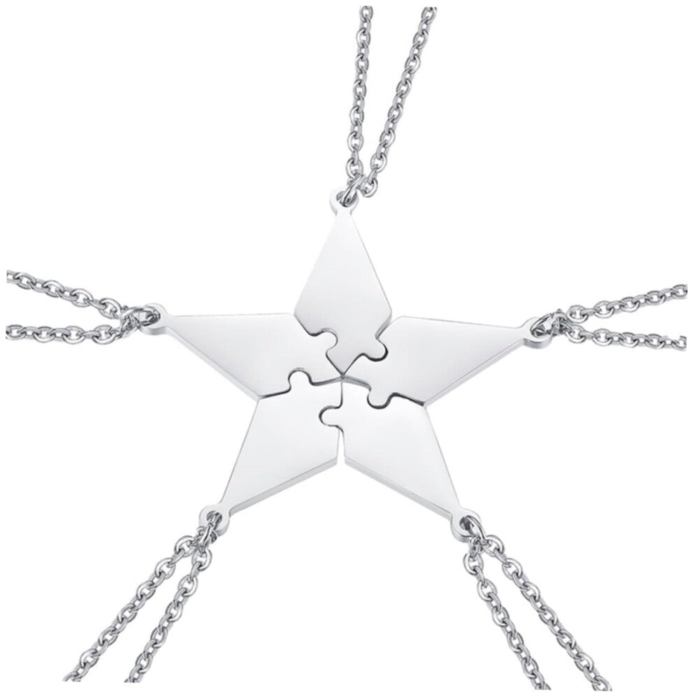 Pentagram Pendant Set Of 5 Silver Best Friends Necklaces Puzzle Necklace