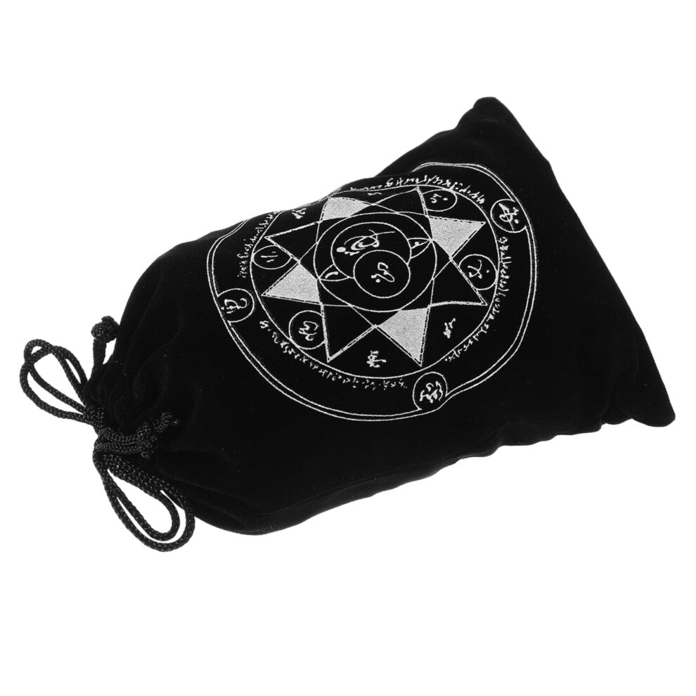 Tarot Storage Bag Drawstring Velvet Pouch With Keychain Jewellery Bag For Tarot Cards Black Flannel