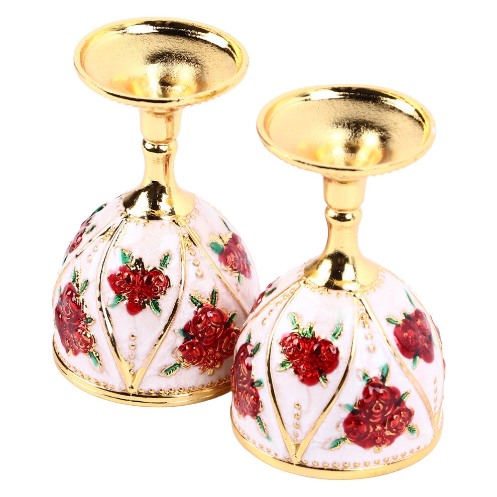 2pcs Vintage Metal Wine Cup Zinc Alloy Embossed Goblets for Coffee Tea, Golden White Red