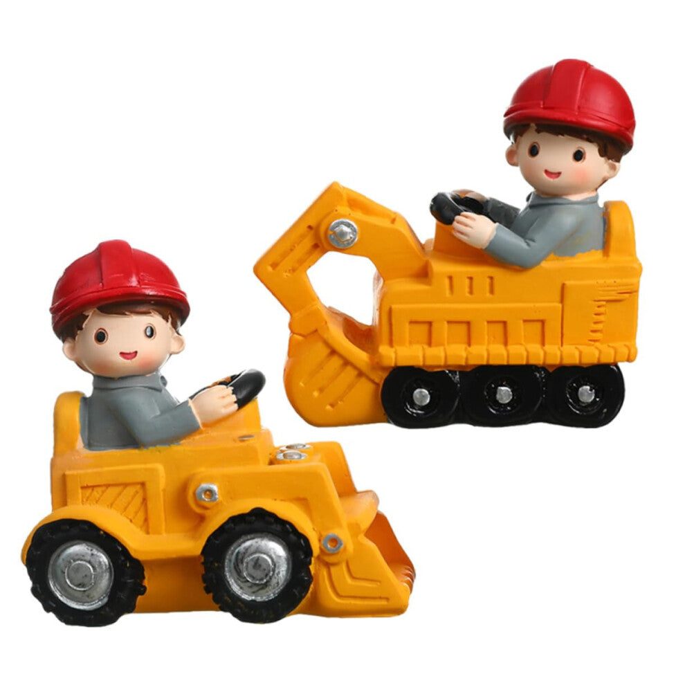 Digger Ornament 2 Piece Resin Set For Cake Topper Children's Toy Bookshelf Decor