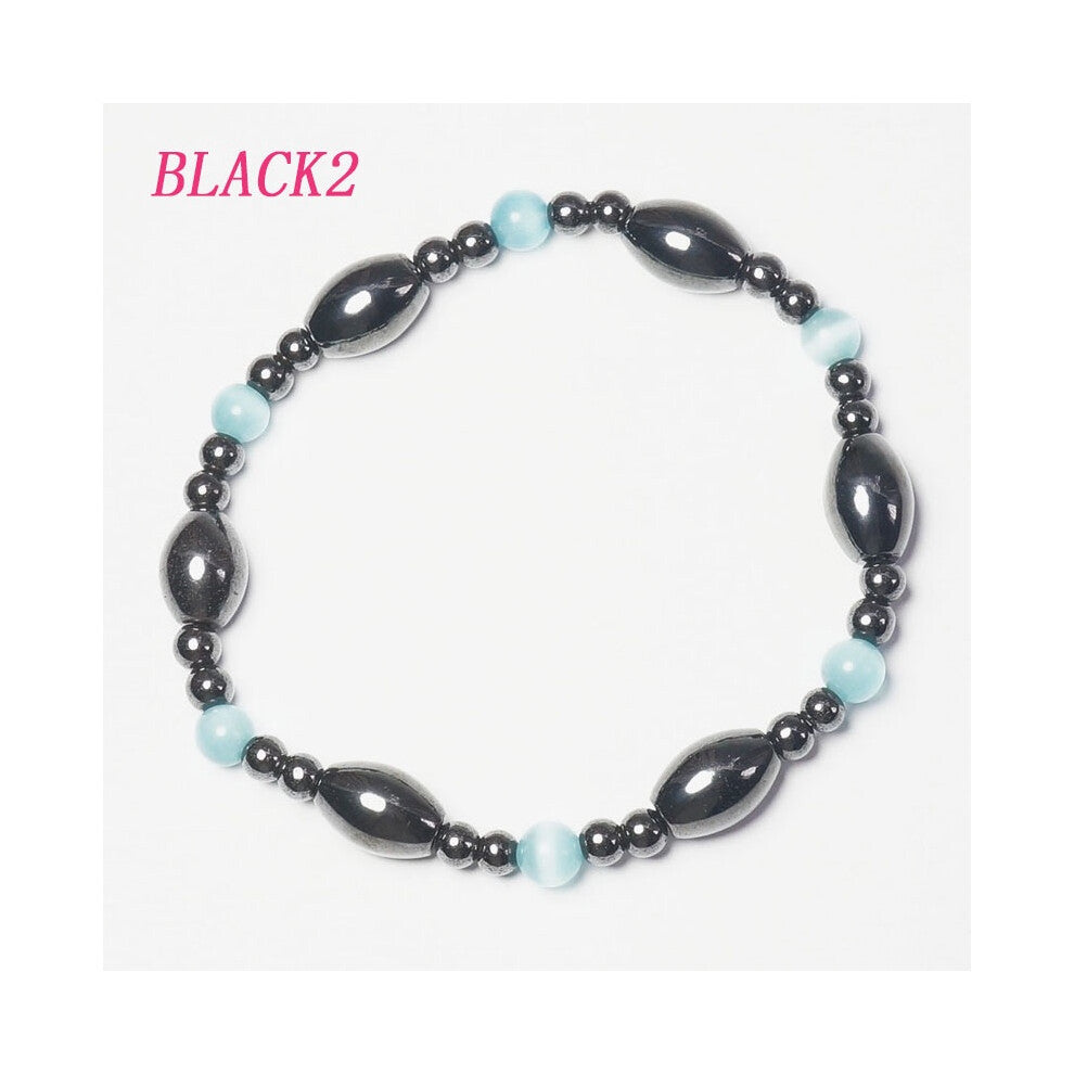 (Black2) Care Health Magnetic Therapy Bracelet Antifatigue Weight Loss Slimming Bracelet