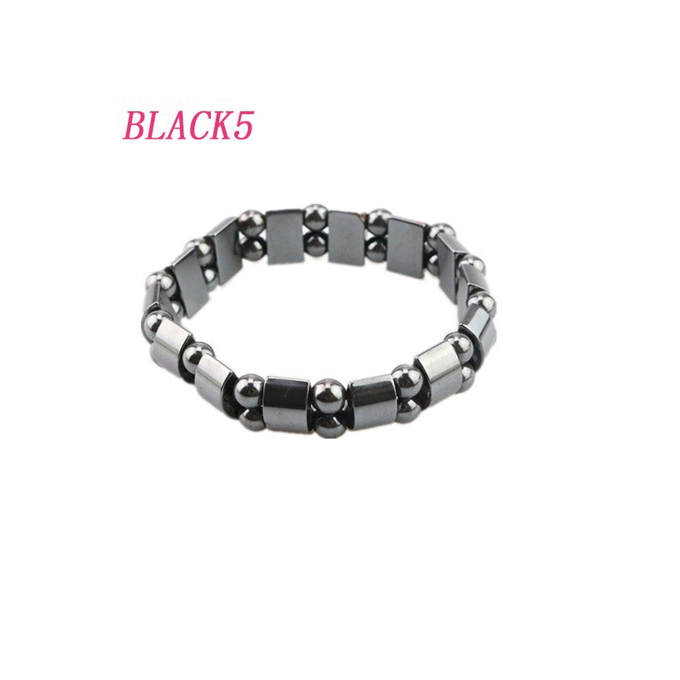 (Black5) Care Health Magnetic Therapy Bracelet Antifatigue Weight Loss Slimming Bracelet