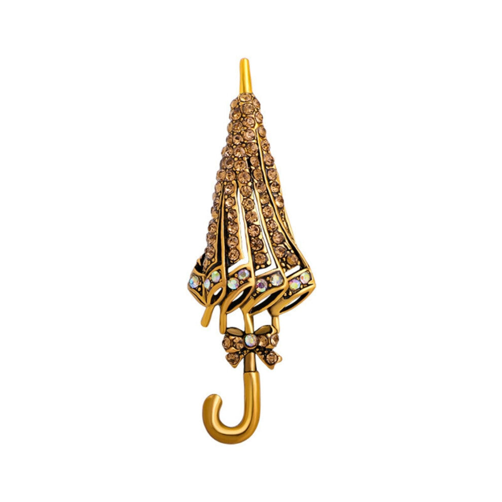 Brooch Alloy Rhinestone Umbrella Pin 1 Piece For Women's Shirts And Suits Gold Corsage
