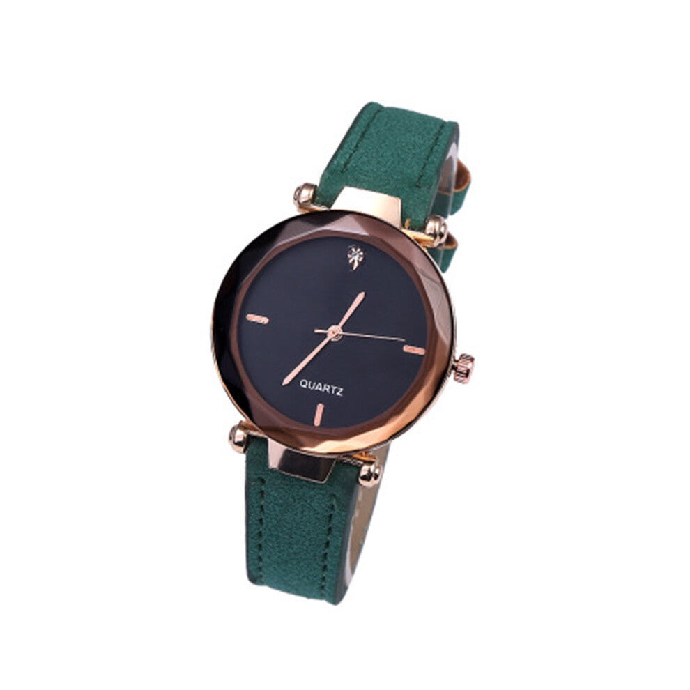 (Green) Womens Casual Lady Watches Artificial Leather Band Analog Quartz Watch Wrist