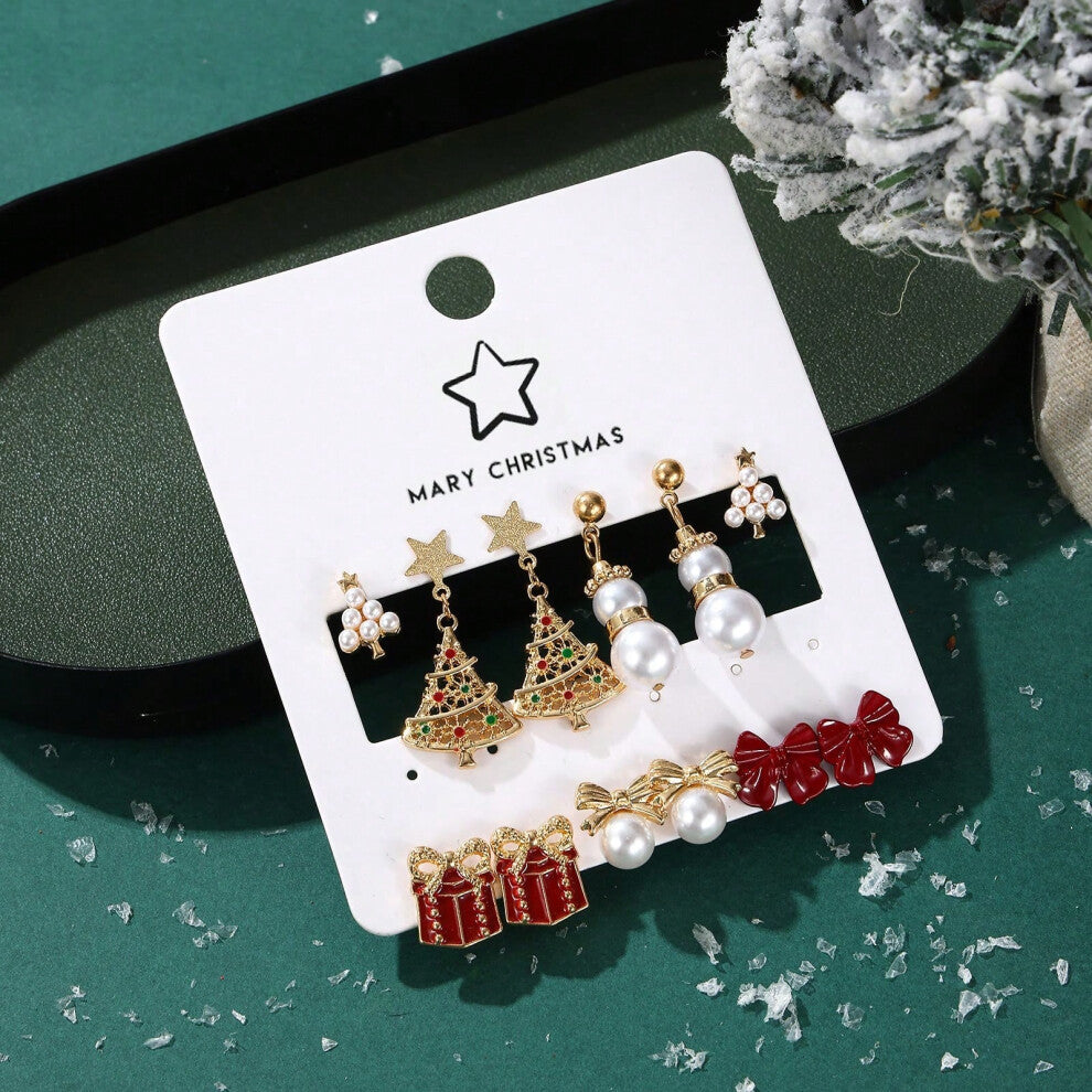 (ES42. Snowflake Christmas Tree Earring Set) New Christmas series earrings are fashionable and exquisite, with diamond-studded color plates, including