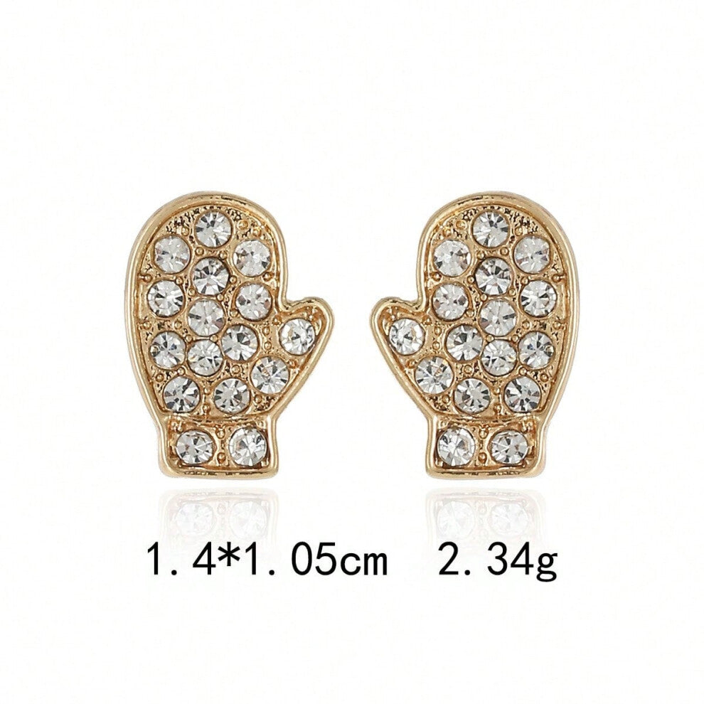 (ES9.Gold Glove Earrings) New Christmas series earrings are fashionable and exquisite, with diamond-studded color plates, including elk, Christmas tre