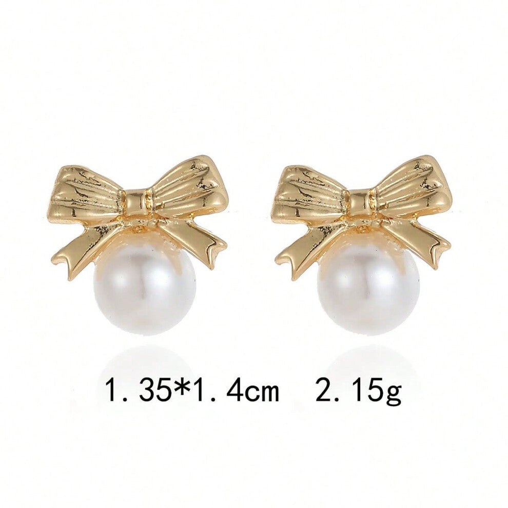 (ES31. Pearl Butterfly Earrings) New Christmas series earrings are fashionable and exquisite, with diamond-studded color plates, including elk, Christ