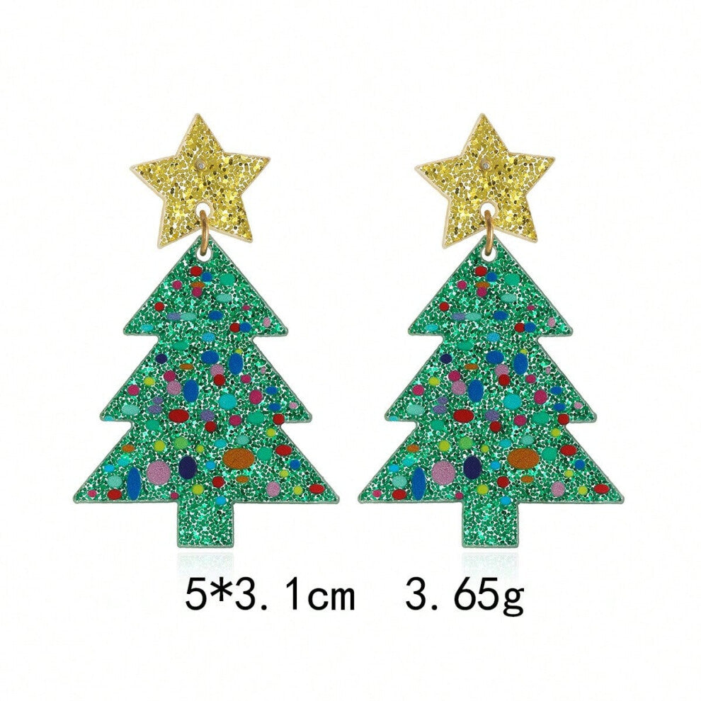 (ES7. Christmas tree earrings) New Christmas series earrings are fashionable and exquisite, with diamond-studded color plates, including elk, Christma