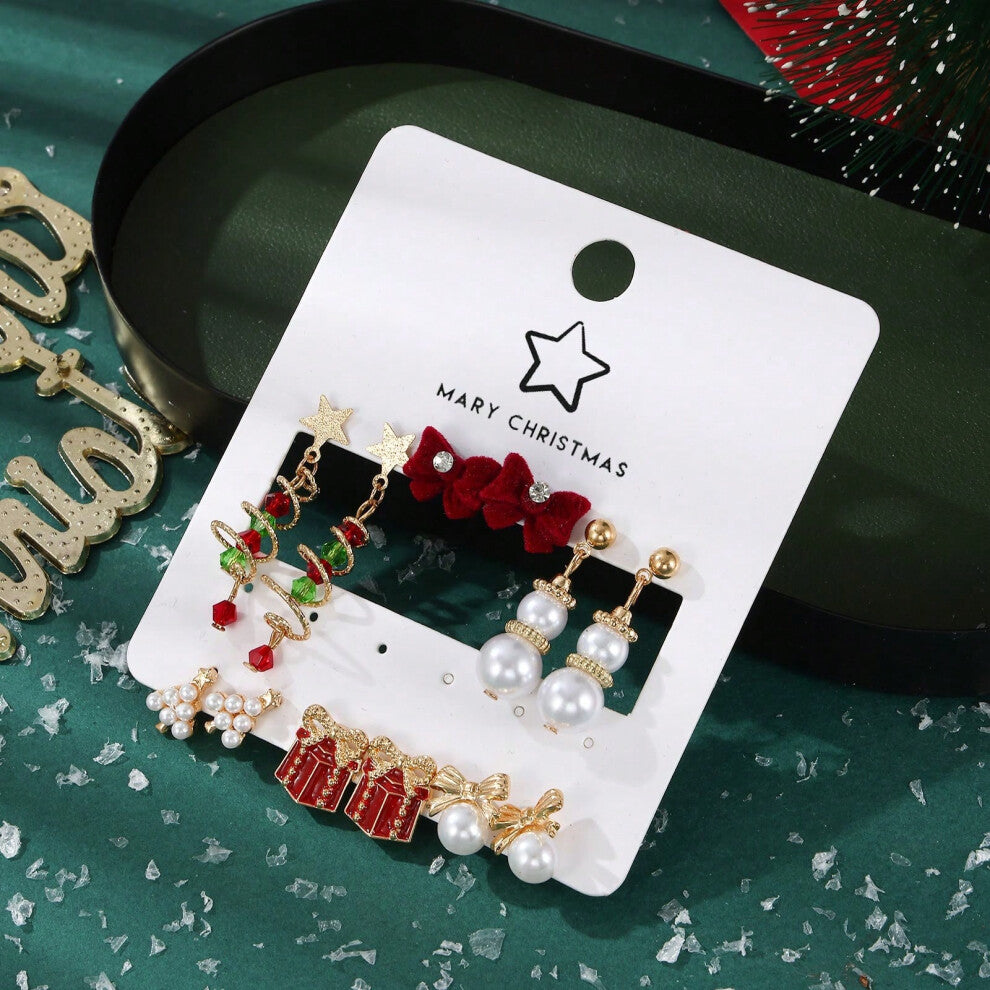 (ES41. Spring Christmas Tree Earring Set) New Christmas series earrings are fashionable and exquisite, with diamond-studded color plates, including el