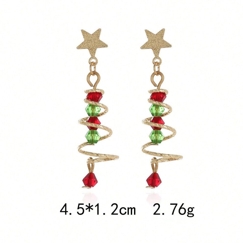 (ES37. Spring Christmas Tree Earrings) New Christmas series earrings are fashionable and exquisite, with diamond-studded color plates, including elk,