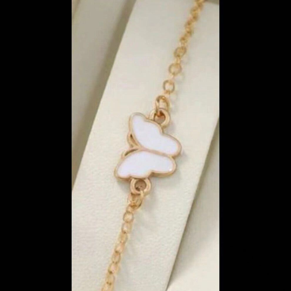 (White butterfly bracelet) Butterfly drip glaze necklace, exquisite, versatile, niche, fashionable and high-end collarbone chain, elegant necklace set