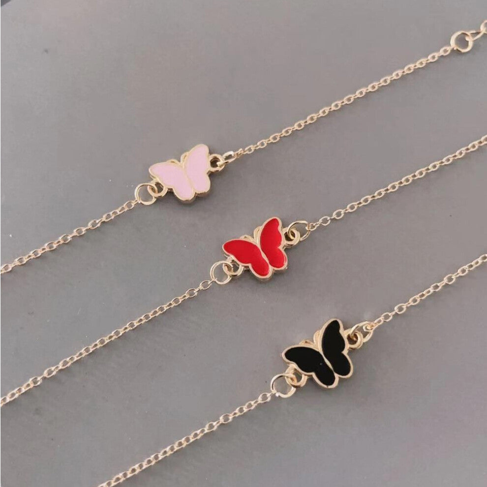 (Red butterfly bracelet) Butterfly drip glaze necklace, exquisite, versatile, niche, fashionable and high-end collarbone chain, elegant necklace set