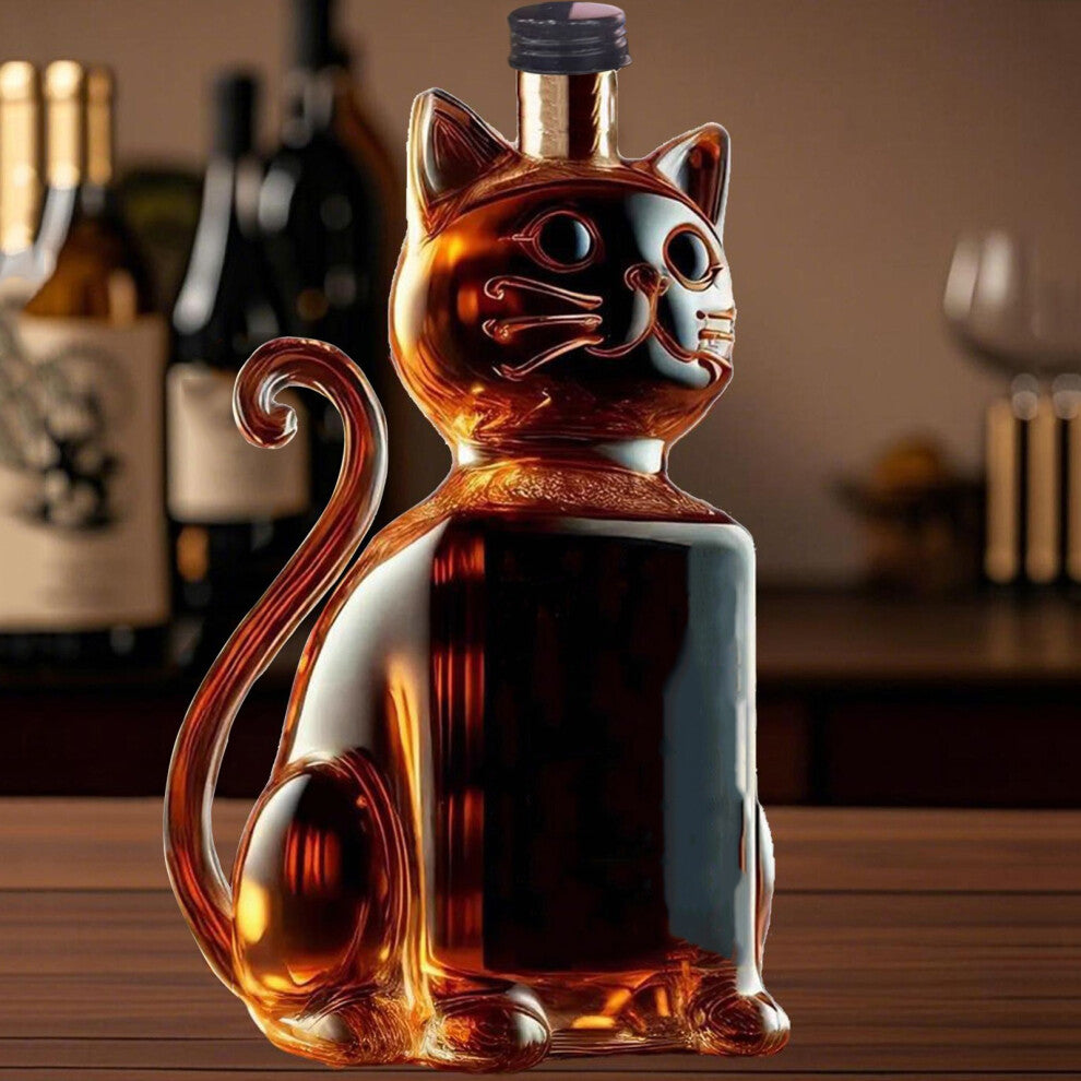 (Clear) 300ml Kitty Whiskey Bottle High Borosilicate Glass Bottle Fashionable Shaped Bottle Enhance Your Wine Style  Suitable For Gift And Own Use