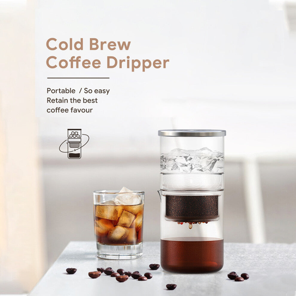 10.15oz Cold Brew Iced Coffee & Tea Maker 300ml Borosilicate Glass Brewer