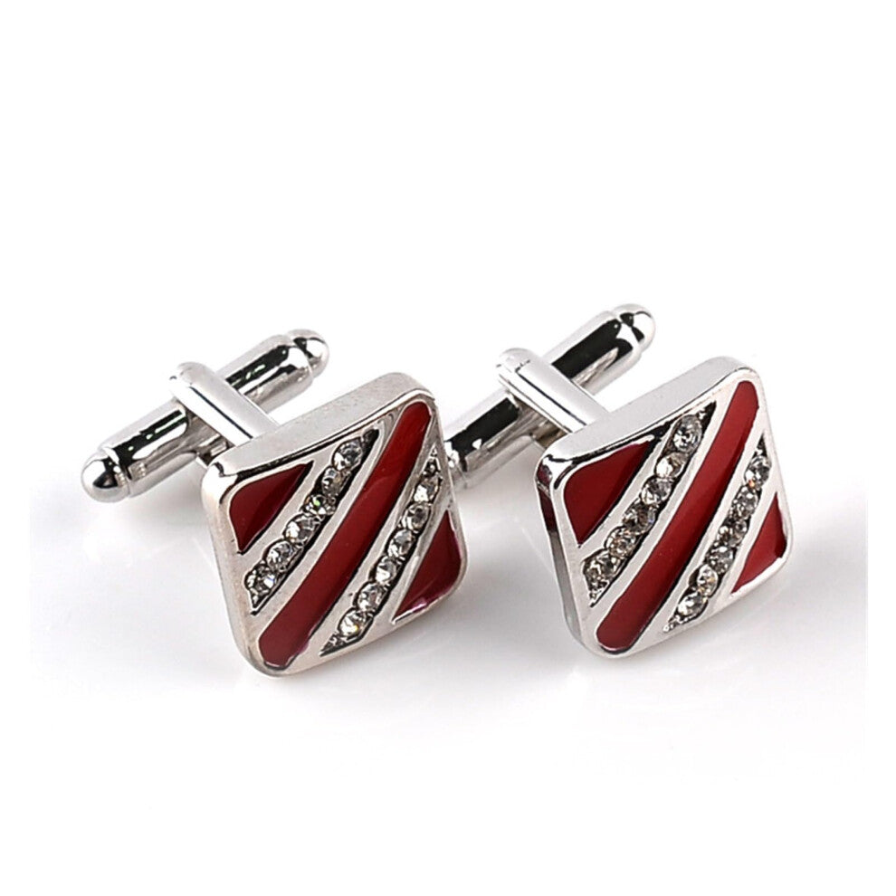 Cufflinks Two-tone Square Cufflinks Men's Red Black Enamel Business Shirt Cufflinks Suit