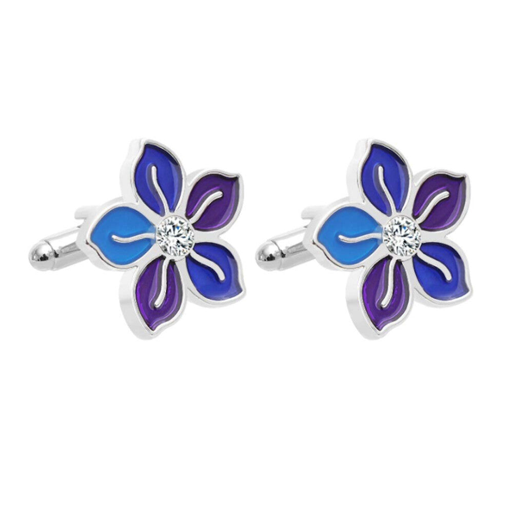 Flower Cufflinks Men Luminous Purple Crystal Business Cufflinks for Women Stylish Accessories Formal Wear