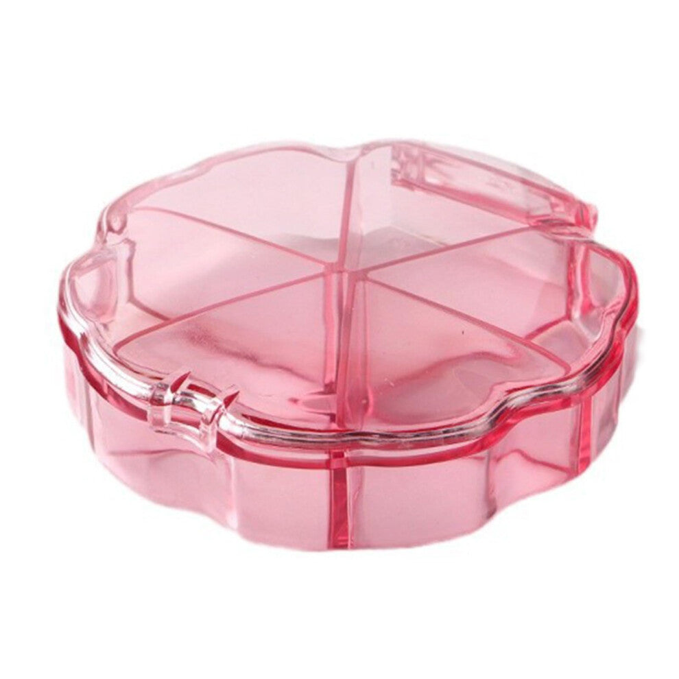 6 Grid Flower Petal Nail Art Decorations Storage Container for Rhinestones Bead Rings and Nail Art Supplies