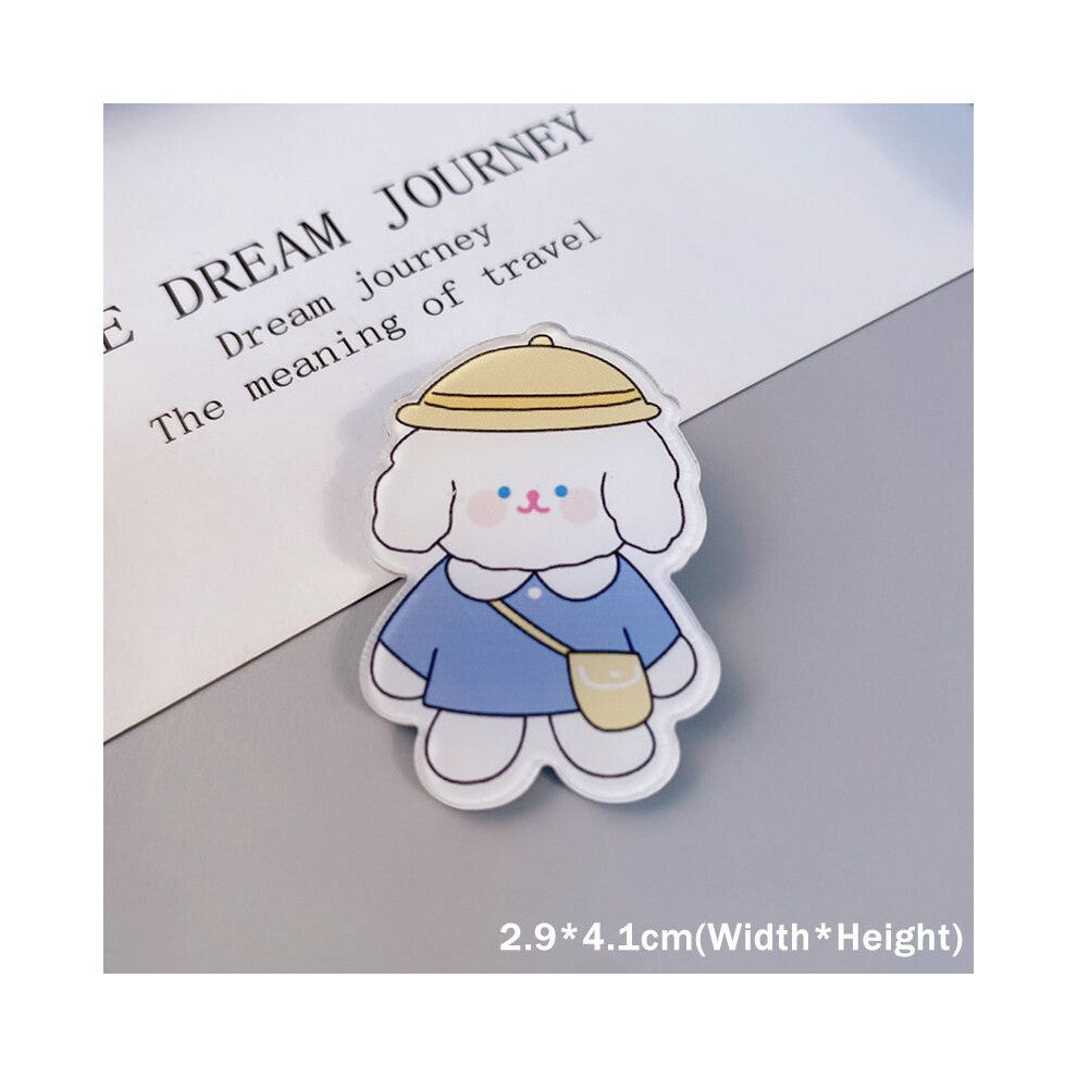 (Dog) Brooch Ins Kawaii Dog Rabbit Cow Cartoon Pins Backpack Handbag Decoration Jeans