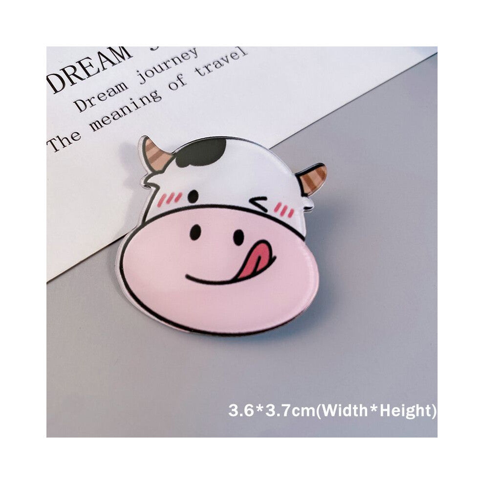 (Cow) Brooch Ins Kawaii Dog Rabbit Cow Cartoon Pins Backpack Handbag Decoration Jeans