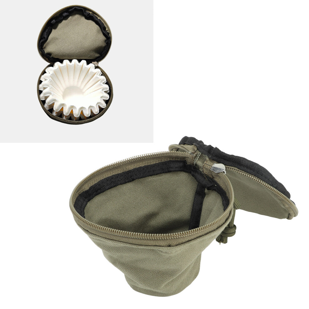 Reusable Canvas Coffee Filter Storage Bag – Waterproof Green 13x13x9.5cm