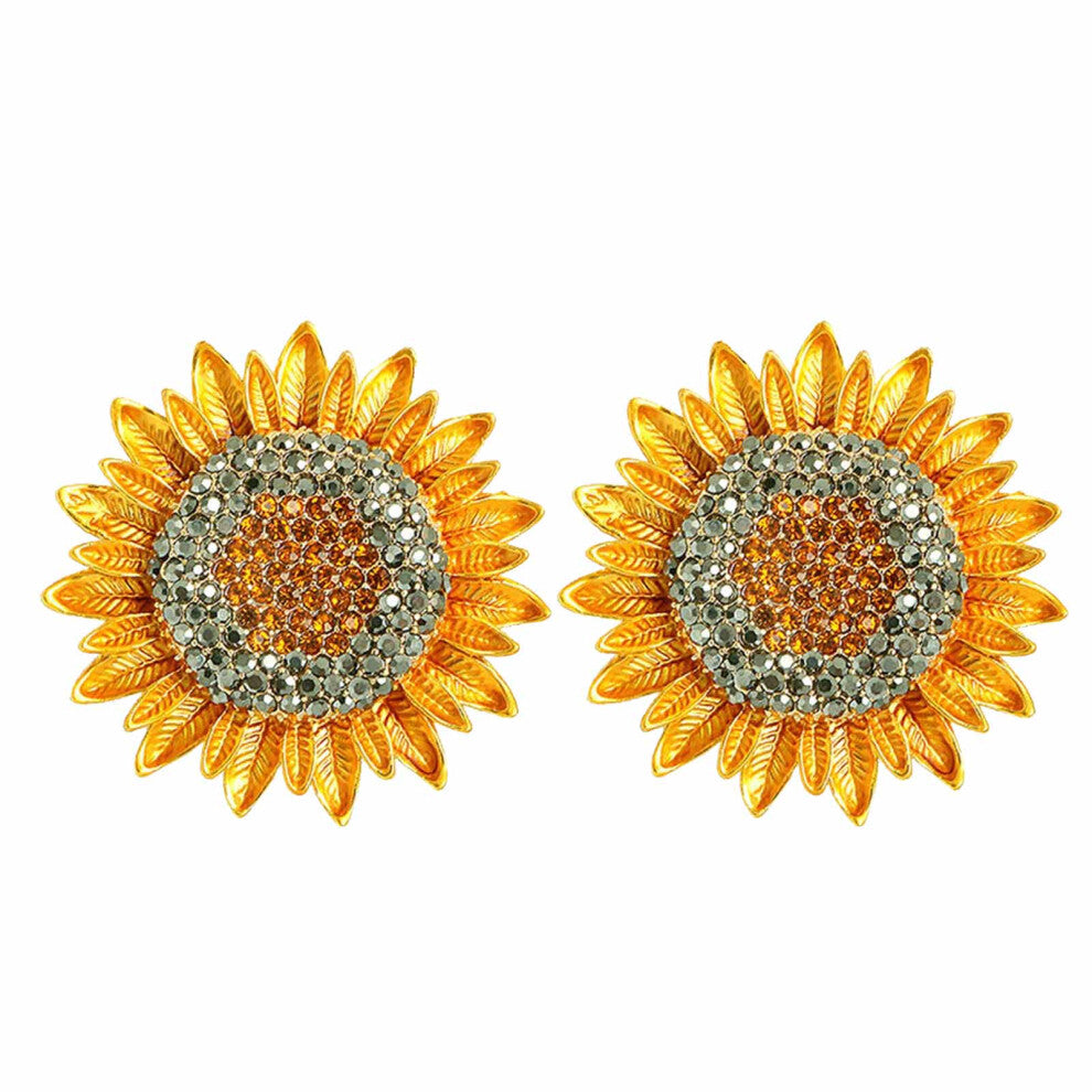 Sunflowers Studded Diamond Brooch Elegant Women S Jewellery Zinc Alloy