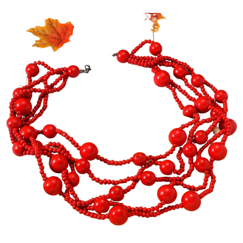 (red, one size fits all) Fashionable Collarbone Chain Bow Necklace For Chic Look Christmas