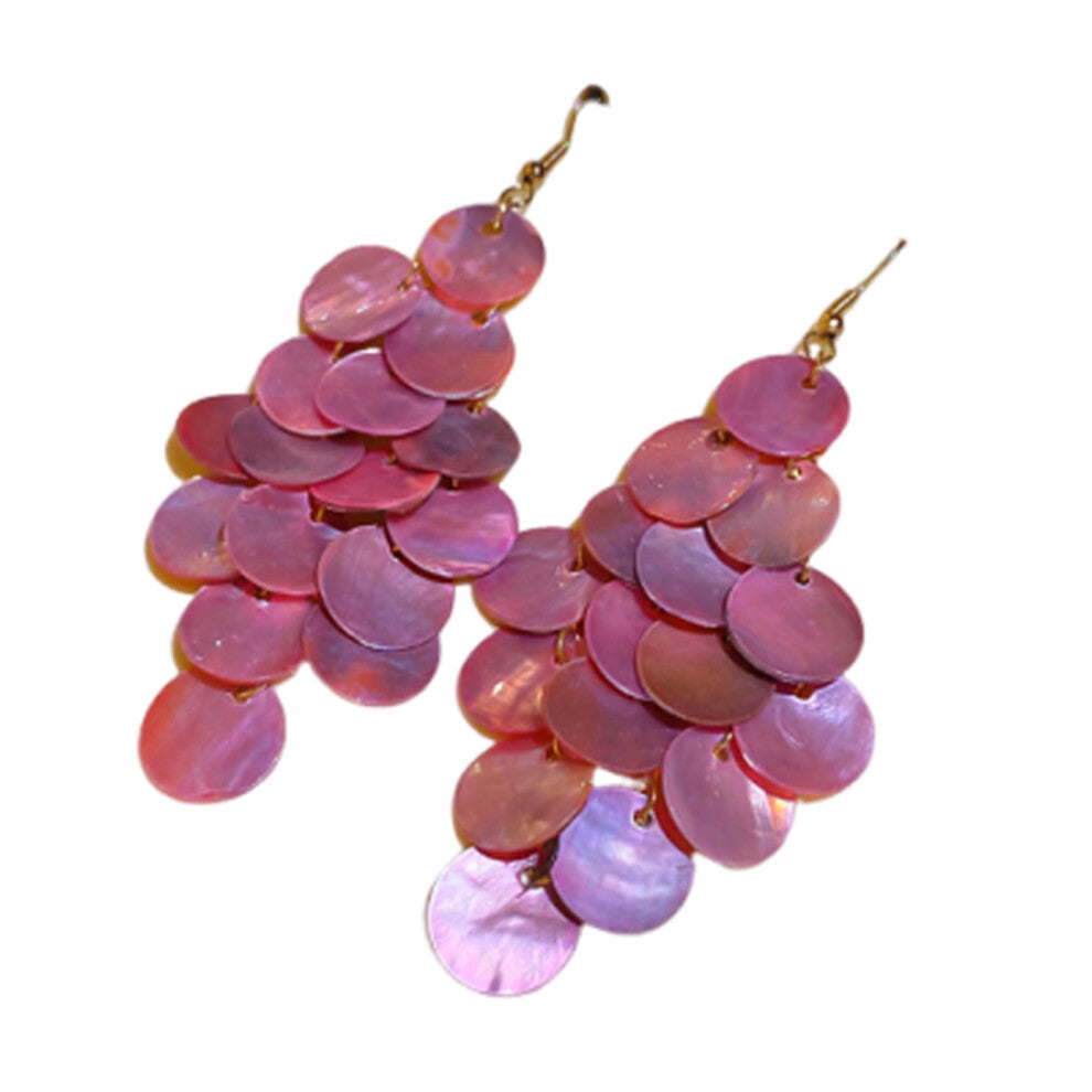 (pink) Wooden Hoop Earrings Handmade Sterling lver Hoops For Women Bohemian