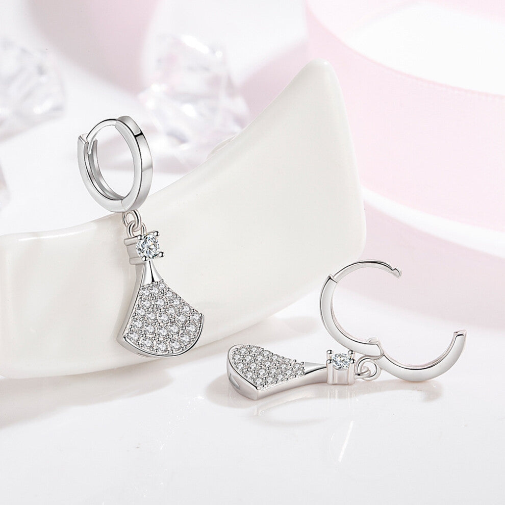 (W86 Small dress Earrings-(Copper plated with white gold)) A new moonlight cat's eye silver-plated pendant for elegant and fashionable women