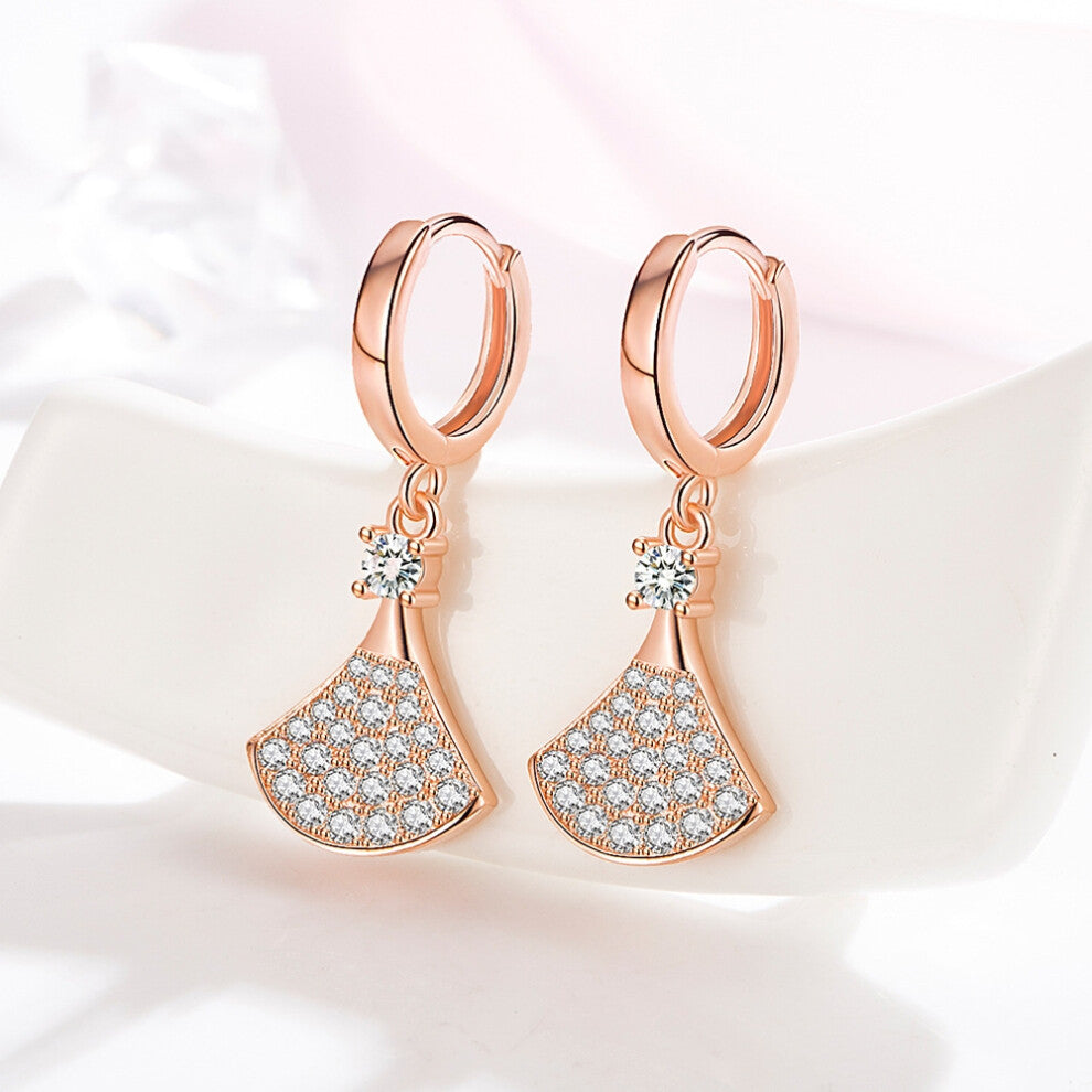 (W86 Small Dress Earrings-(Copper plated with rose gold)) A new moonlight cat's eye silver-plated pendant for elegant and fashionable women