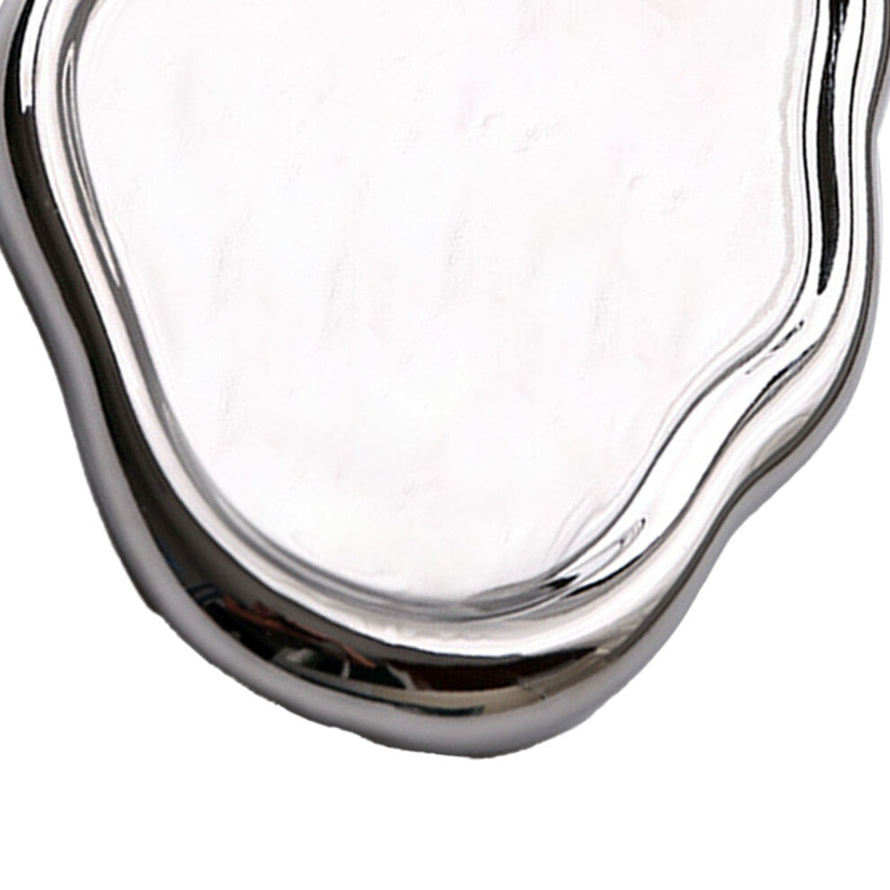 Ceramic Jewelry Plate Silver Oval Glossy Modern Storage Tray