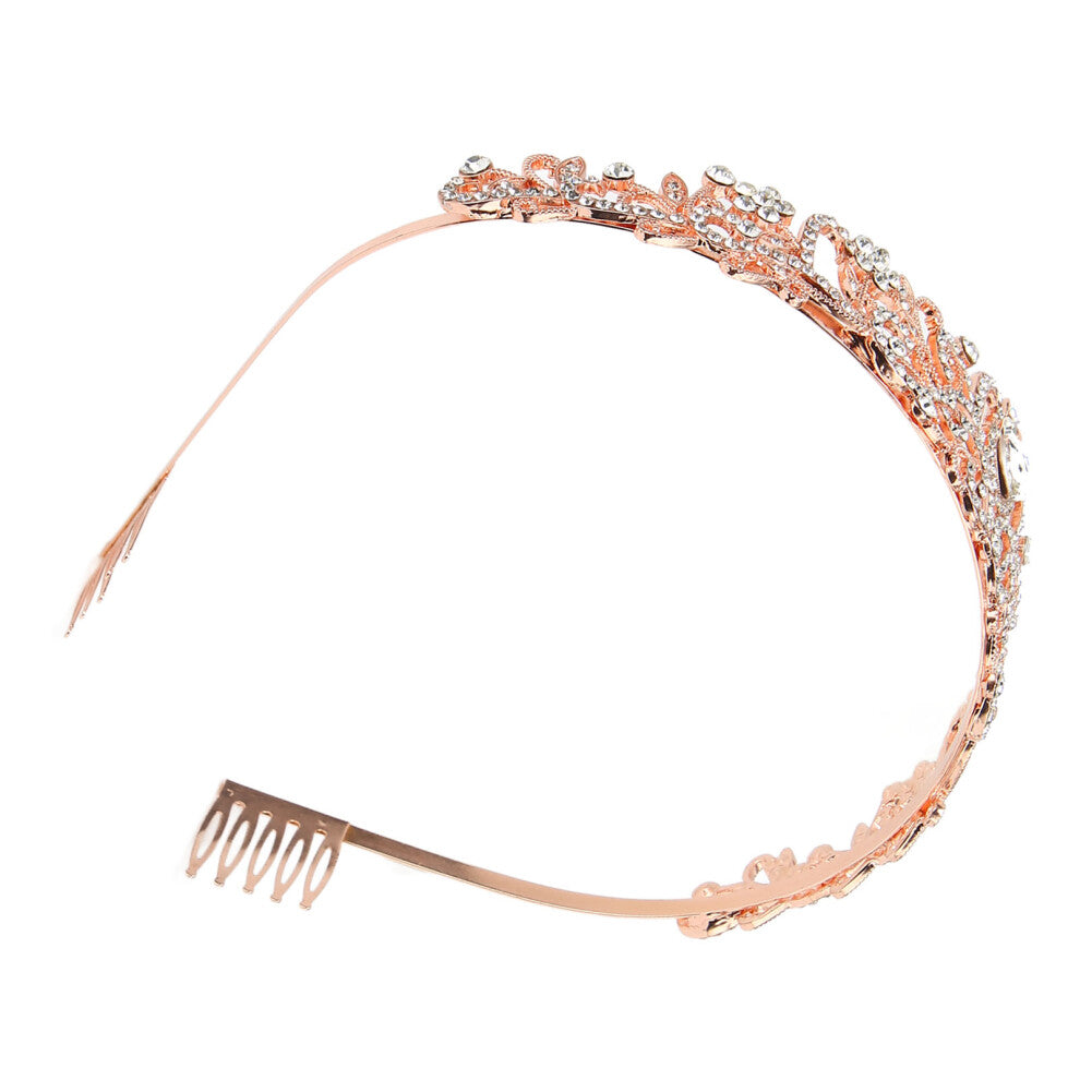 Rose Gold Bridal Crown | Elegant Glittering Rhinestone Princess Headpiece