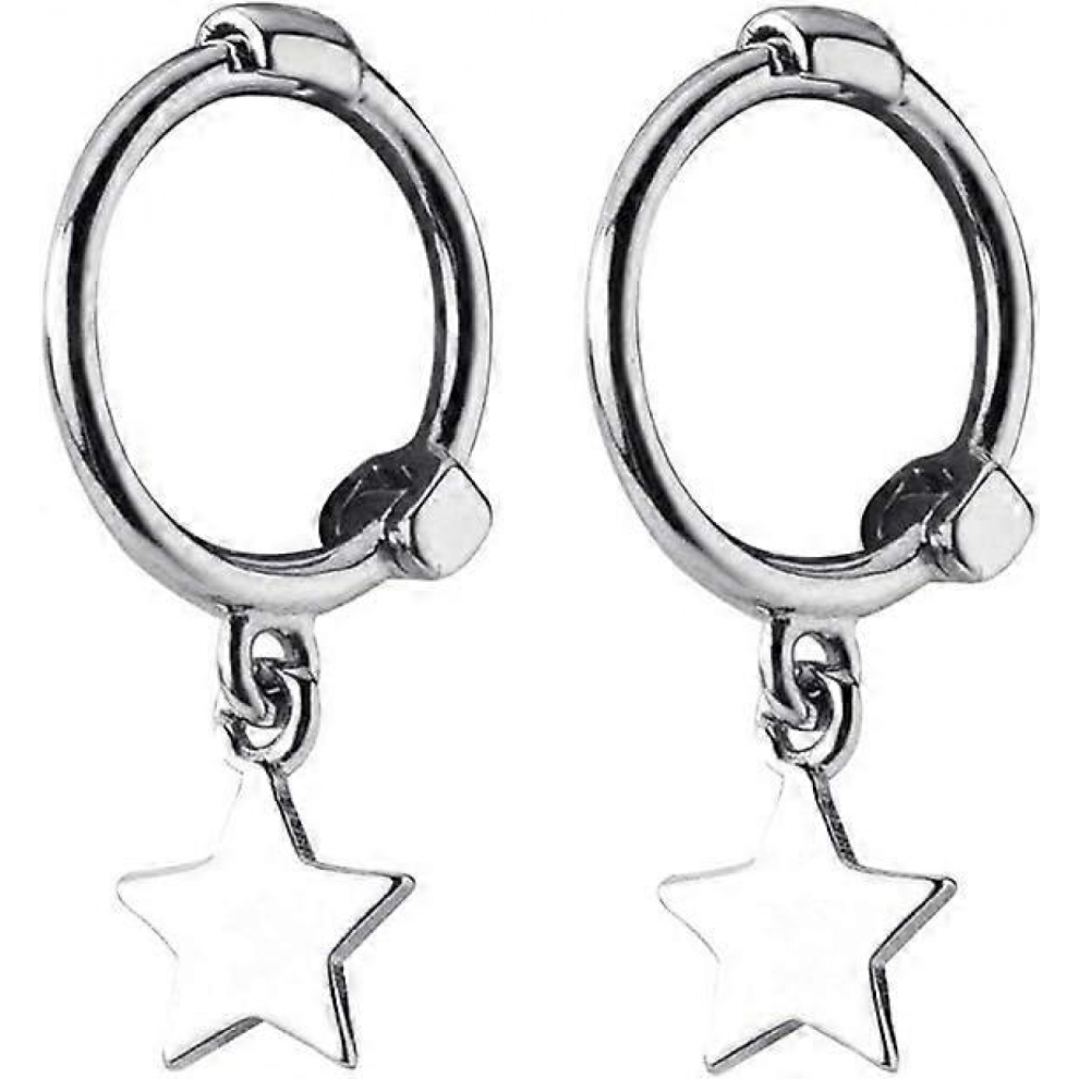 Mini Star Dangle Sterling Silver Small Hoop Earrings for Women Teen Girls Cartilage Sleeper Hoops Cute Jewelry