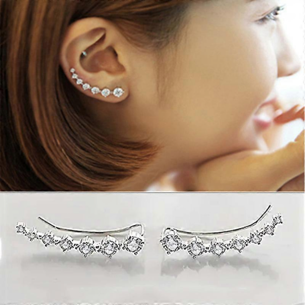 Women's ear clip 925 silver with zirconia glitter rhinestone ear cuff earrings ear cuff ear climbs short