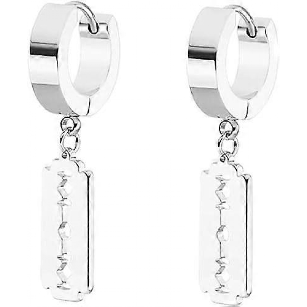 Stainless Steel Razor Blade Shape Drop Cocktail Partty Biker Earrings