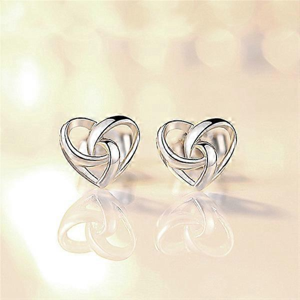 Silver Stunning Swirl Heart Stud Earrings Womens Girls Jewellery,1pair